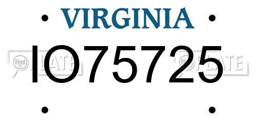 IO75725 Virginia License Plate