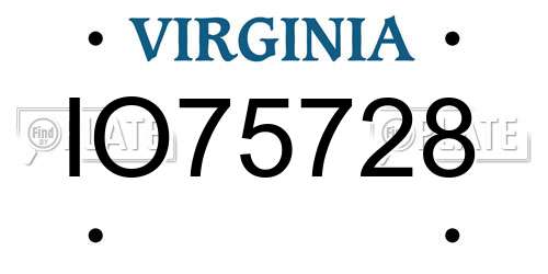 IO75728 Virginia License Plate