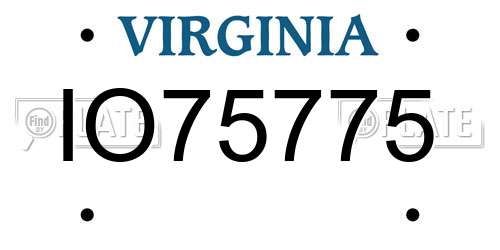 IO75775 Virginia License Plate