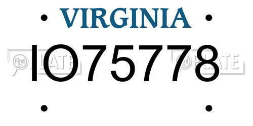 IO75778 Virginia License Plate