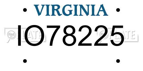 IO78225 Virginia License Plate