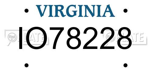 IO78228 Virginia License Plate