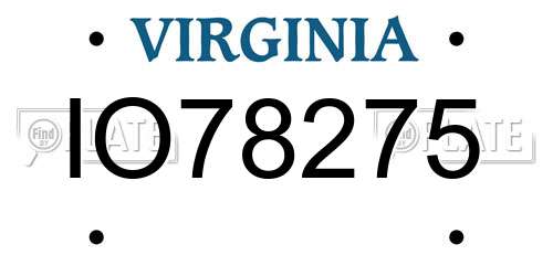 IO78275 Virginia License Plate