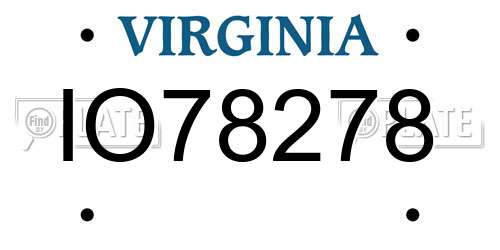 IO78278 Virginia License Plate