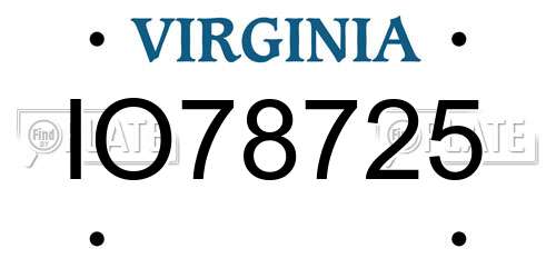 IO78725 Virginia License Plate