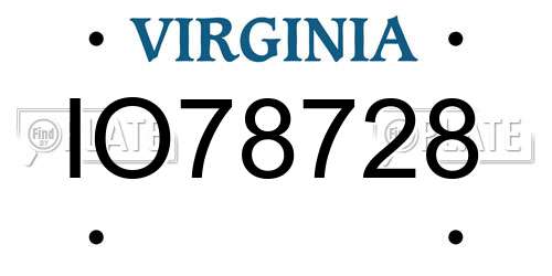 IO78728 Virginia License Plate