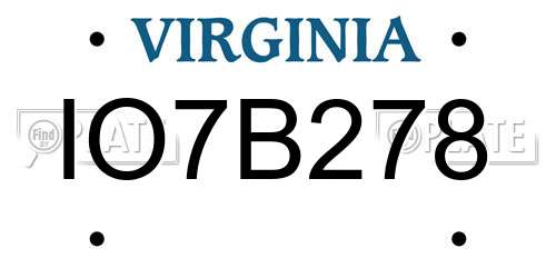 IO7B278 Virginia License Plate