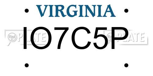 IO7C5P Virginia License Plate