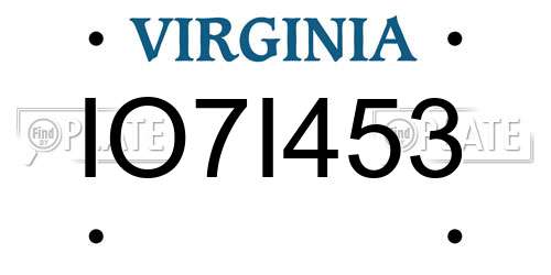 IO7I453 Virginia License Plate