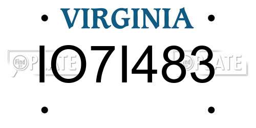 IO7I483 Virginia License Plate