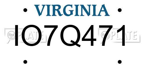 IO7Q471 Virginia License Plate