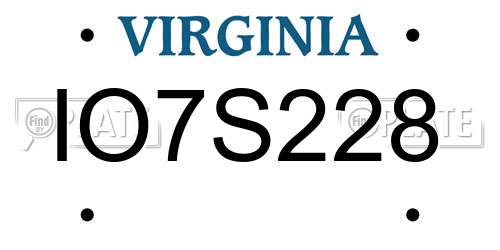 IO7S228 Virginia License Plate