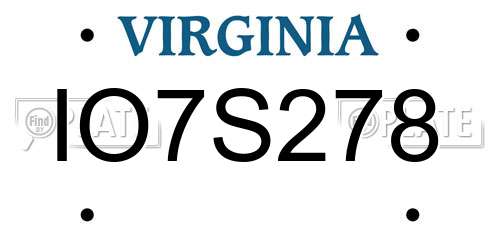 IO7S278 Virginia License Plate