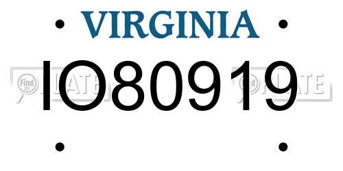 IO80919 Virginia License Plate