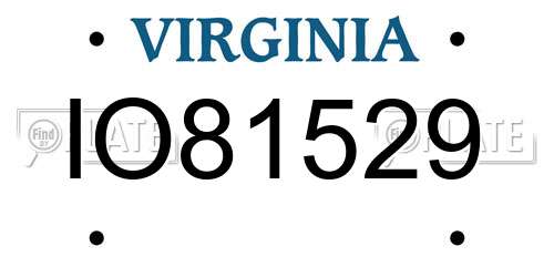 IO81529 Virginia License Plate