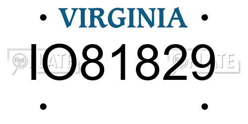 IO81829 Virginia License Plate