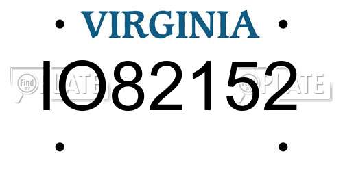 IO82152 Virginia License Plate