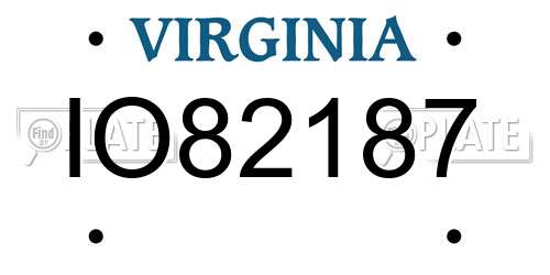 IO82187 Virginia License Plate