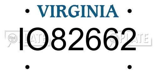 IO82662 Virginia License Plate