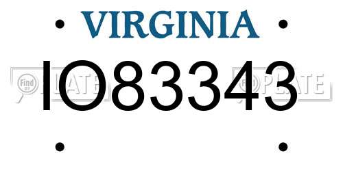 IO83343 Virginia License Plate