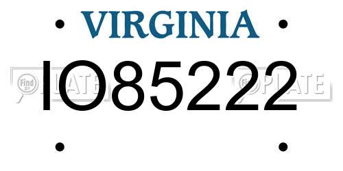 IO85222 Virginia License Plate