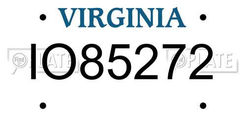 IO85272 Virginia License Plate