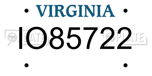 IO85722 Virginia License Plate