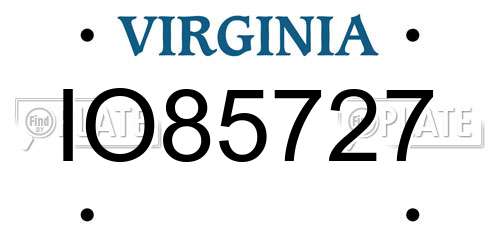 IO85727 Virginia License Plate