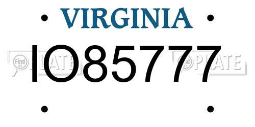 IO85777 Virginia License Plate