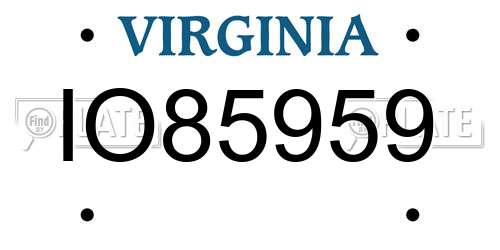 IO85959 Virginia License Plate