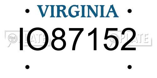 IO87152 Virginia License Plate