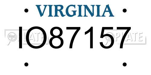 IO87157 Virginia License Plate