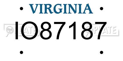 IO87187 Virginia License Plate