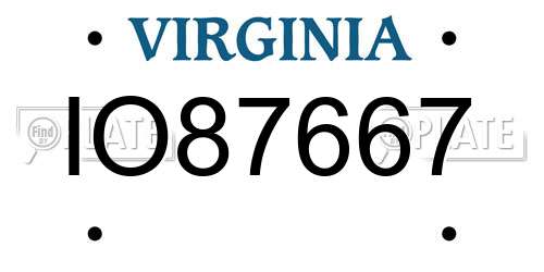 IO87667 Virginia License Plate
