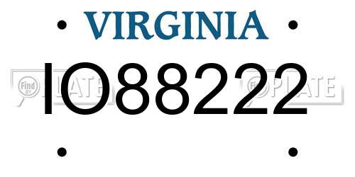 IO88222 Virginia License Plate