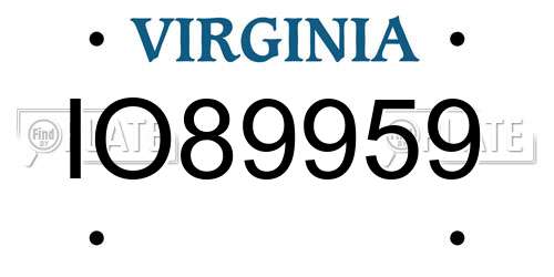 IO89959 Virginia License Plate