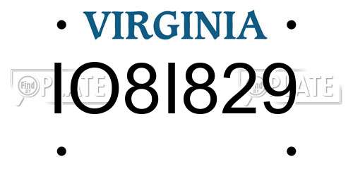 IO8I829 Virginia License Plate