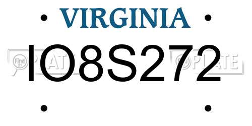 IO8S272 Virginia License Plate