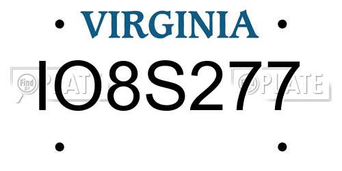 IO8S277 Virginia License Plate