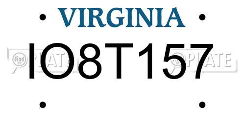 IO8T157 Virginia License Plate