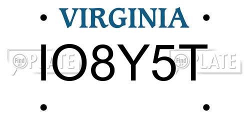 IO8Y5T Virginia License Plate