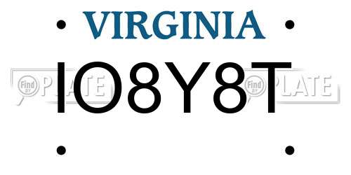 IO8Y8T Virginia License Plate
