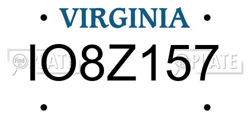IO8Z157 Virginia License Plate