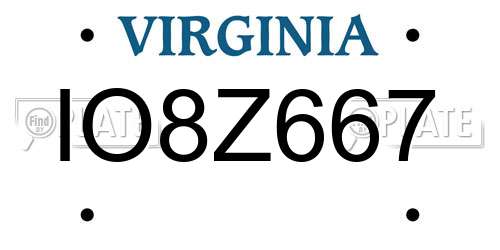 IO8Z667 Virginia License Plate
