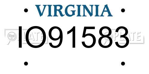 IO91583 Virginia License Plate