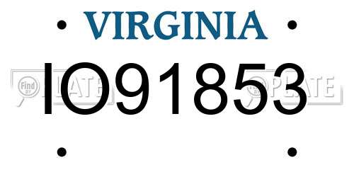 IO91853 Virginia License Plate