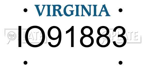 IO91883 Virginia License Plate