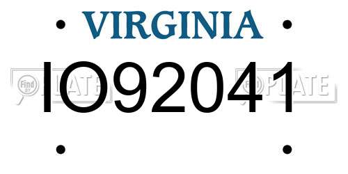 IO92041 Virginia License Plate