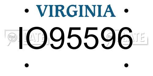 IO95596 Virginia License Plate