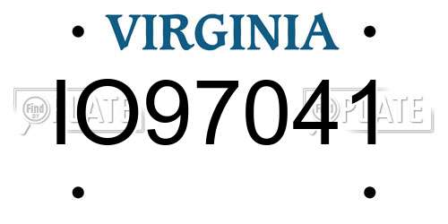 IO97041 Virginia License Plate